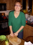 Liz kneading the dough